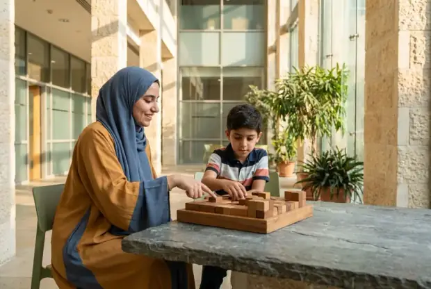 A young learner investigating a topic with hands-on materials